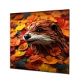 thumbnail image 2 of Designart "Autumn Beaver Wonders III In Brown and Yellow"Nursery Teddy Bear's Metal Wall Art Brown Nursery Living Room Wall Art, 2 of 6