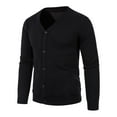 thumbnail image 5 of Zimjoy Mens Cardigan Sweaters Casual V Neck Button Down Sweaters Slim Fit Long Sleeve Cardigan Open Front Lightweight Trench Coat with Pocket, Black 3XL, 5 of 6