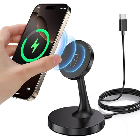 Magnetic Wireless Charger iPhone Stand 15W Fast Mag-Safe Charger for iPhone 16/16 Pro/16 Plus/16 Pro Max/15/14/13/12 Series Apple Magnet Wireless Charging Station/Pad for AirPods
