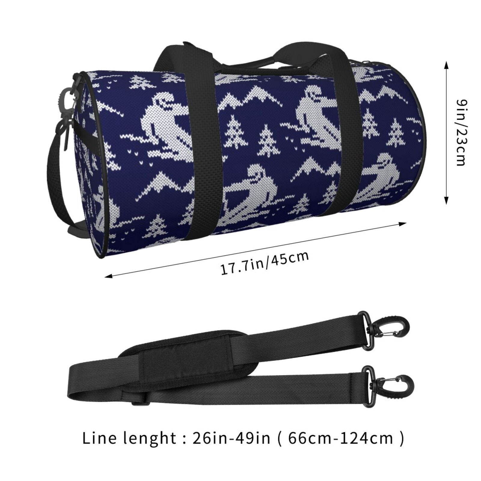 Vsdgher Abstract Skiing 45L Foldable Duffel Bag, Sports Gym Bag,Overnight Bag, Portable Weekender Bag for Airplanes