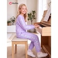 thumbnail image 3 of PatPat Kids Clothing 2 Piece Outfit Set Long Sleeve Top Pants Floral Side Print Purple 7-8Y, 3 of 13