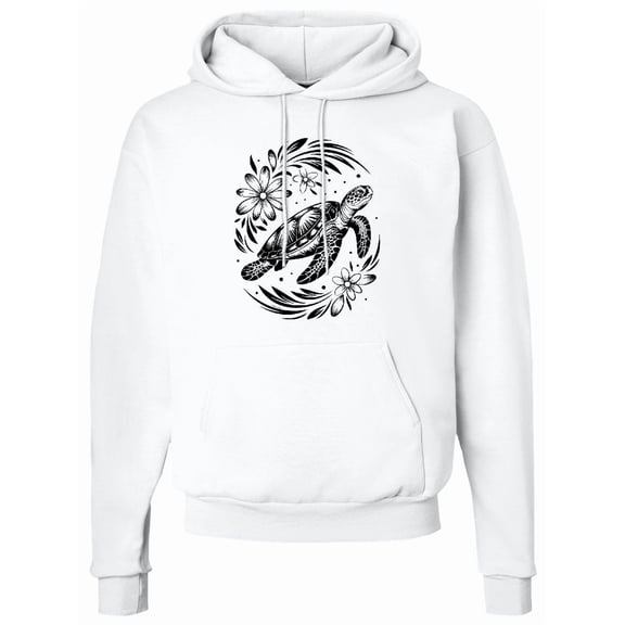Inktastic Flowered Sea Turtle in Wave Adult Hoodie Sweatshirt
