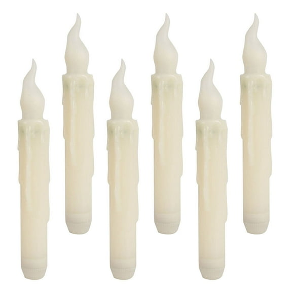 COSMOBETTY White Flameless Taper Candles for Baby 6Pcs 17In