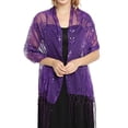 thumbnail image 2 of Shawls and Wraps for Evening Dresses Women's Fashion Scarf Shawl with Tassels for Wedding Purple One Size, 2 of 4