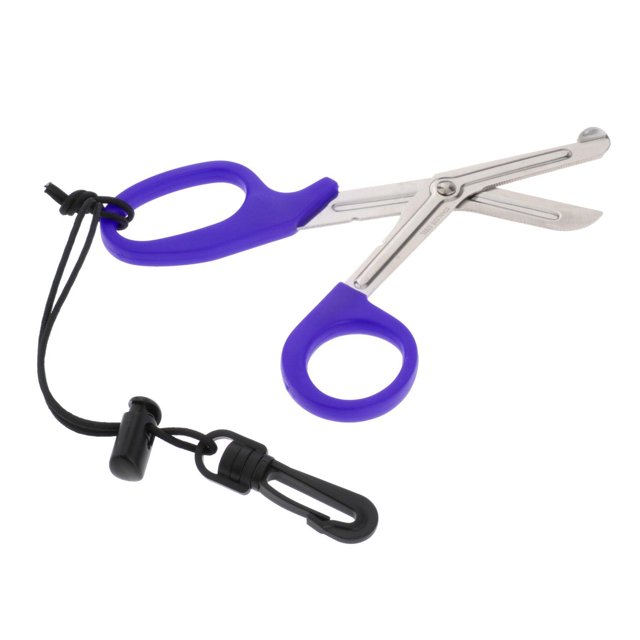 Mini tijeras de buceo Cuerda de acero inoxidable multifunción Cizalla de red de pesca Tijeras de buceo prácticas para deportes acuáticos Operaciones Azul Sunnimix Tijeras de buceo