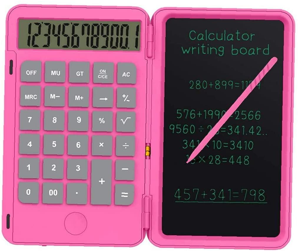 Calculator Writing Tablet Foldable Handwriting Board LCD Calculator for Children Adults Home Office School Use Black,Typewriter Word Processor