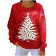 thumbnail image 2 of Craaazy Women's Fashion Christmas Long Sleeve Shirts Round-Neck Santa Snowflake Print Casual Blouse Gifts, 2 of 7