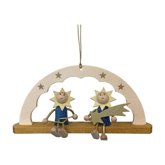 Alexander Taron 4.5" Brown, Beige, and Blue Handcrafted Star with Moonmen Richard Glaesser Hanging