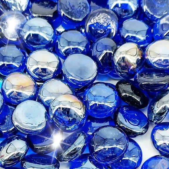 Cobalt Blue Glass Beads, 10.0 Pounds Tempered Fire Glass for Fire Pits and Landscaping
