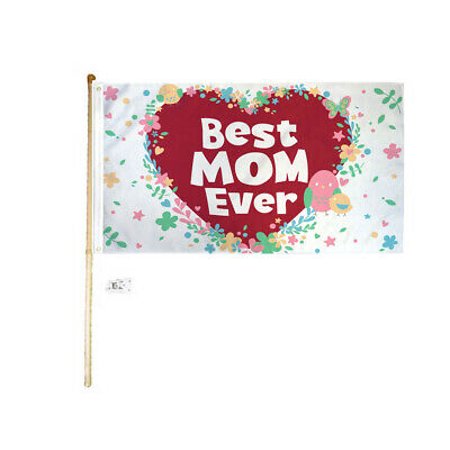 5' Wood Flag Pole Kit Wall Mount Bracket 3x5 Best Mom Ever Mothers Day Poly Flag