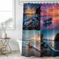 thumbnail image 6 of Beach Conch Shower Curtain Set - 72" x 78" Washable Bathtub Curtain with 12 Hooks, Ocean Boat Pink Sunset Reef Coastal Seascape Waterproof Fabric Stall Shower Curtains for Bathroom/Bathtub Décor, 6 of 6