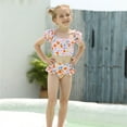 thumbnail image 3 of Vedolay Swimsuit Girl 2 Piece Ruffle Trim Bikini Set Flutter Sleeve Scoop Neck Swimsuit Swimwear,A 3-4 Years, 3 of 5