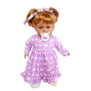 15 Inch Baby Doll Clothes- Purple Bunny Nightgown Fits 15-17 Inch Baby Dolls