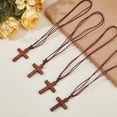 thumbnail image 4 of 30 collares de madera a granel, colgante de Pascua de madera, crucifijo marrón coco, collar pequeño de oración, pulsera de cordón de nailon., 4 of 6