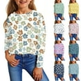 thumbnail image 2 of Abcomgle Kids Long Sleeve Shirt Girls Casual Floral Print Crewneck T-Shirts for Girls Fall Basic Girls Tops Cotton Girls Tunic Tops 8-9 Years,Light Purple, 2 of 6