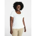 thumbnail image 2 of Terra & Sky Women's Plus Size Scoop Neck Rib Tee with Short Sleeves, Size 0X-5X, 2 of 5