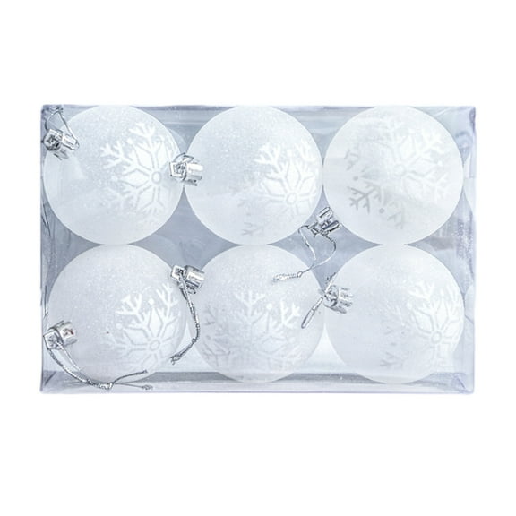 6-Pack Clear Matte Snowflake Christmas Ball Ornaments | Shatterproof Plastic DIY Tree Decorations | 2.17 Inch Diameter for Holiday Festive Decor