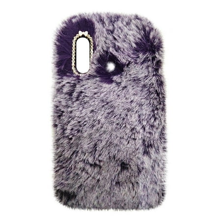 Phone Case Long Plush Series Autumn Winter Stylish Comfortable Hand Warmer Phone Cover Mobile Shell for Huawei P30 lite(Purple)