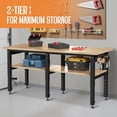 thumbnail image 3 of Jocisland Adjustable 2-Tier Workbench with 4 Ac Outlet and 2 Usb Ports Power Outlets, 2000 lbs Capacity, Rubber Wood Top for Garage, Workshop(72X24In), 3 of 8