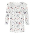 thumbnail image 3 of Patlollav Womens Shirts Dressy Casual Round Neck T-Shirt 3/4 Sleeve Printed Tops S-XXXL, 3 of 6