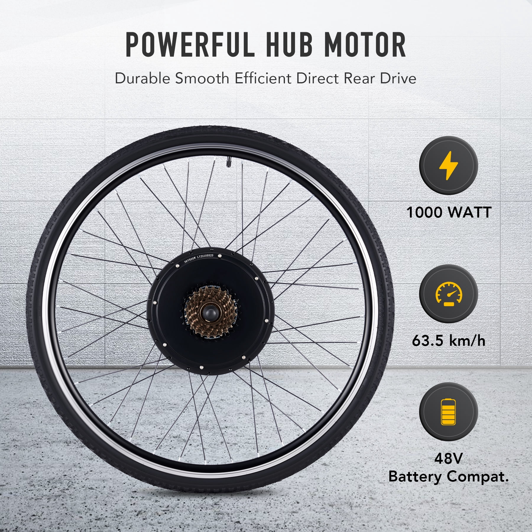 Kit Conversion Vélo électrique - Roue Arrière 28 Pouces 1000W 48V - Design Compact - Neuf