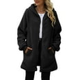 thumbnail image 5 of YDDIAN Long Hoodies for Women Plus Size Full Zip Plain Fleece Jackets Fuzzy Long Winter Basic Cute Outerwear with Pockets Black S, 5 of 5
