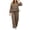 Brown, variant on Two Piece Sets for Women Sweet Checkered Homewear Outfit Plaid Print Ruffle Hem Top Wide Leg Pants