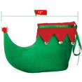 thumbnail image 4 of Skeleteen Red Green Elf Shoes - Red and Green Velvet Holiday Elf Feet Slippers with Jingle Bells for Adults and Kids, 4 of 7