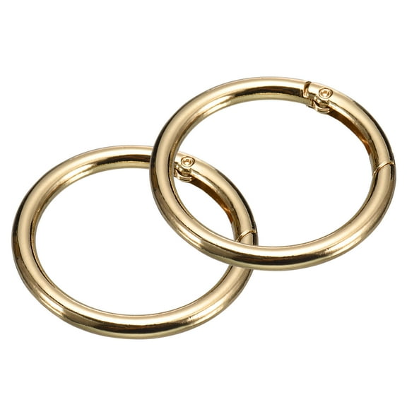 Round Spring O Rings, 2Pcs 1.85 Inch OD Trigger Buckle Snap Clips for Bags, Purses, Keyrings, Light Golden
