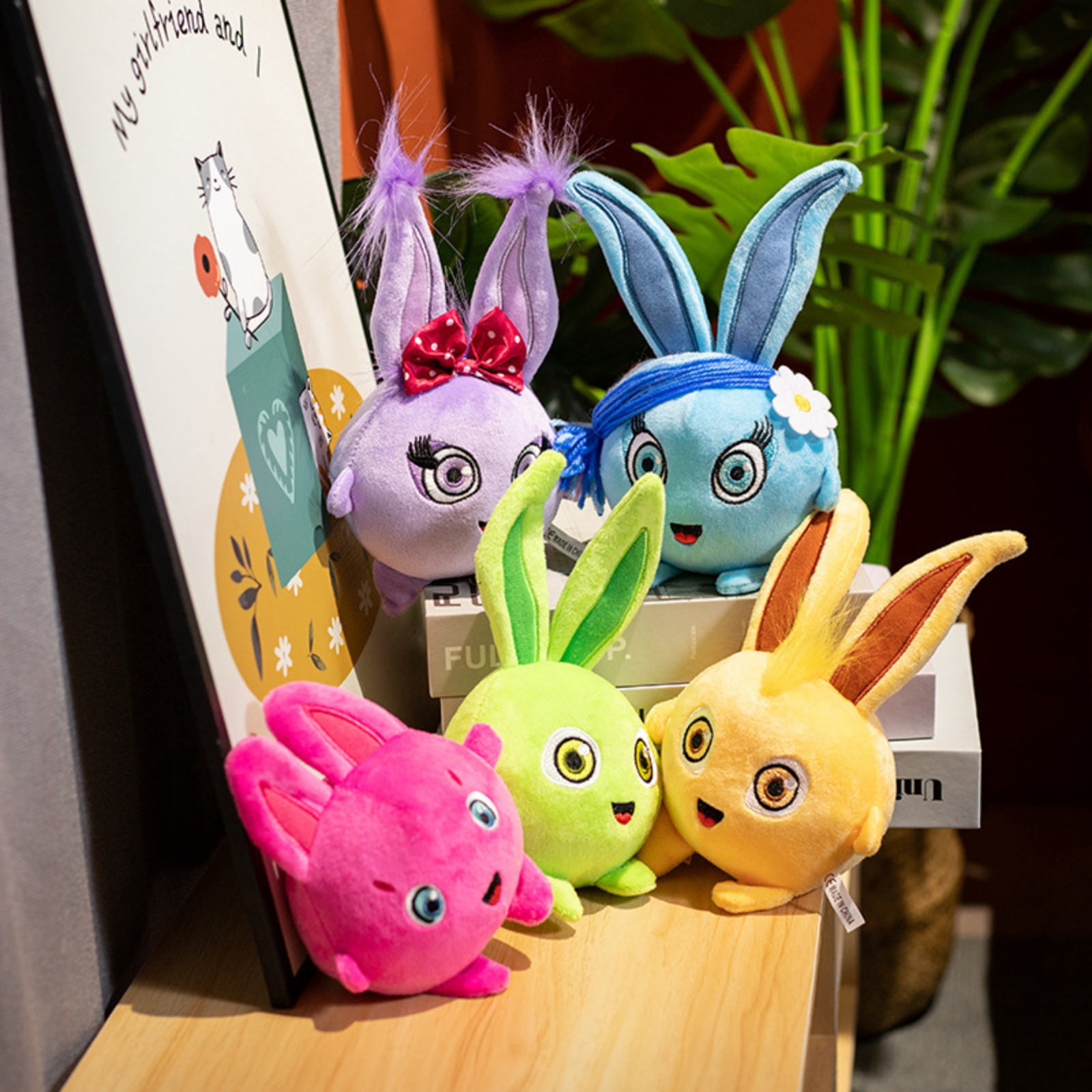 5-Pack Cute Bunny Plush Toy Soft Stuffed Animal Doll Kawaii Rabbit Plush Decorative Gift Easter Plush