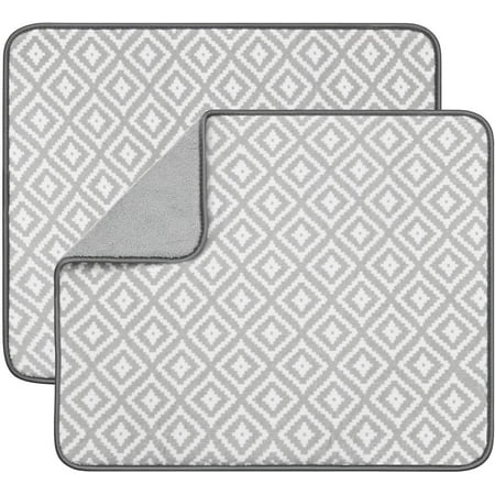 

Dish Drying Mat for Kitchen 2 Pack Ultra Absorbent Microfiber Dishes Drainer Mats 19.2 by 15.8 Inch light grey F170158