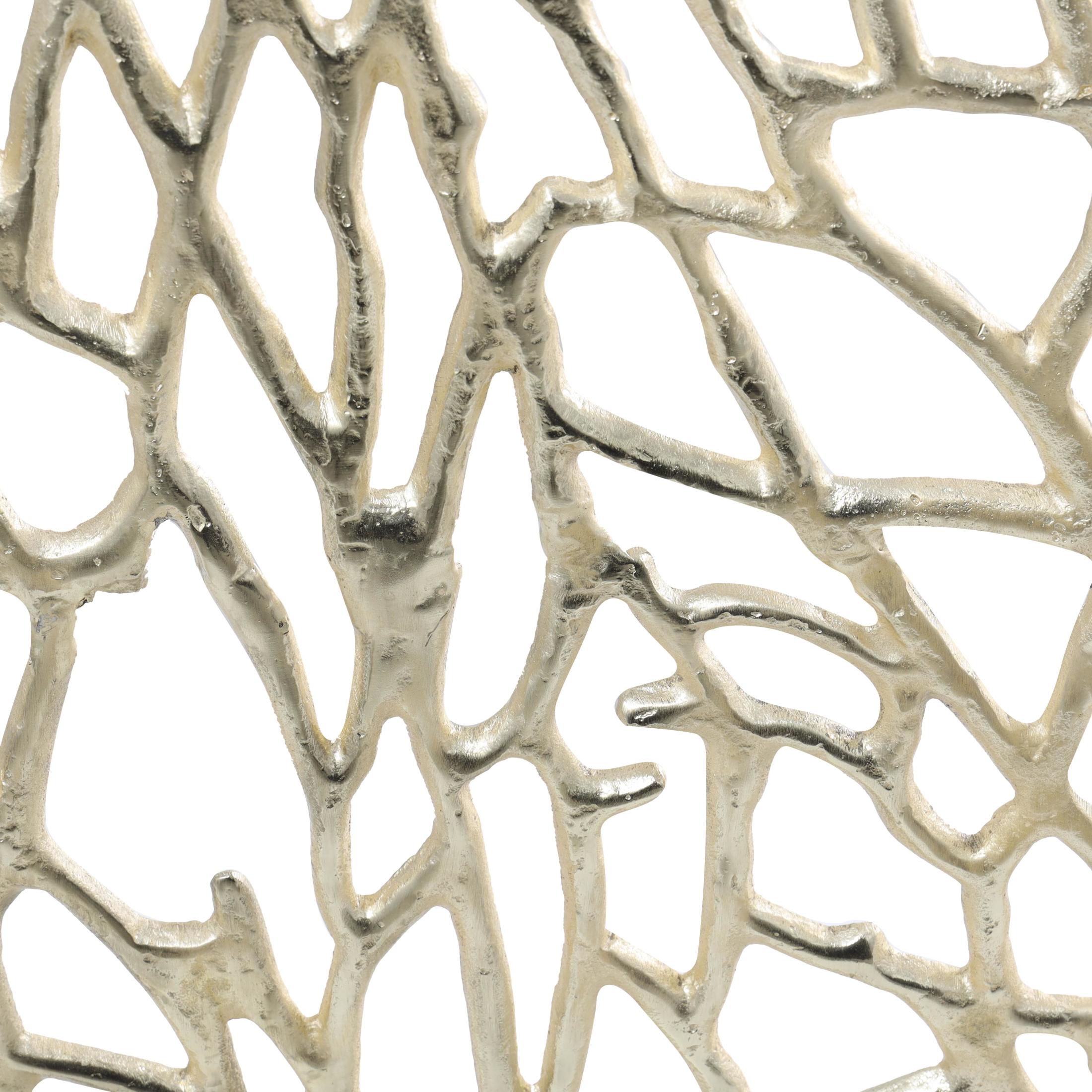 DecMode 35" x 34" Gold Aluminum Metal Coral Inspired Single Panel Abstract Fireplace Screen, 1-Piece