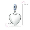 thumbnail image 3 of Bling Jewelry Womens Initial Monogram Crystal Heart Dangle Charm Bead Sterling Silver Birthstone, 3 of 3