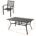 thumbnail image 6 of Nuu Garden Outdoor 7-Piece Patio Dining Set, 6 Dining Iron Stackable Chairs and 61'' x 37'' Rectangle Splicing Table with 1.77'' Umbrella Hole, Black, 6 of 9