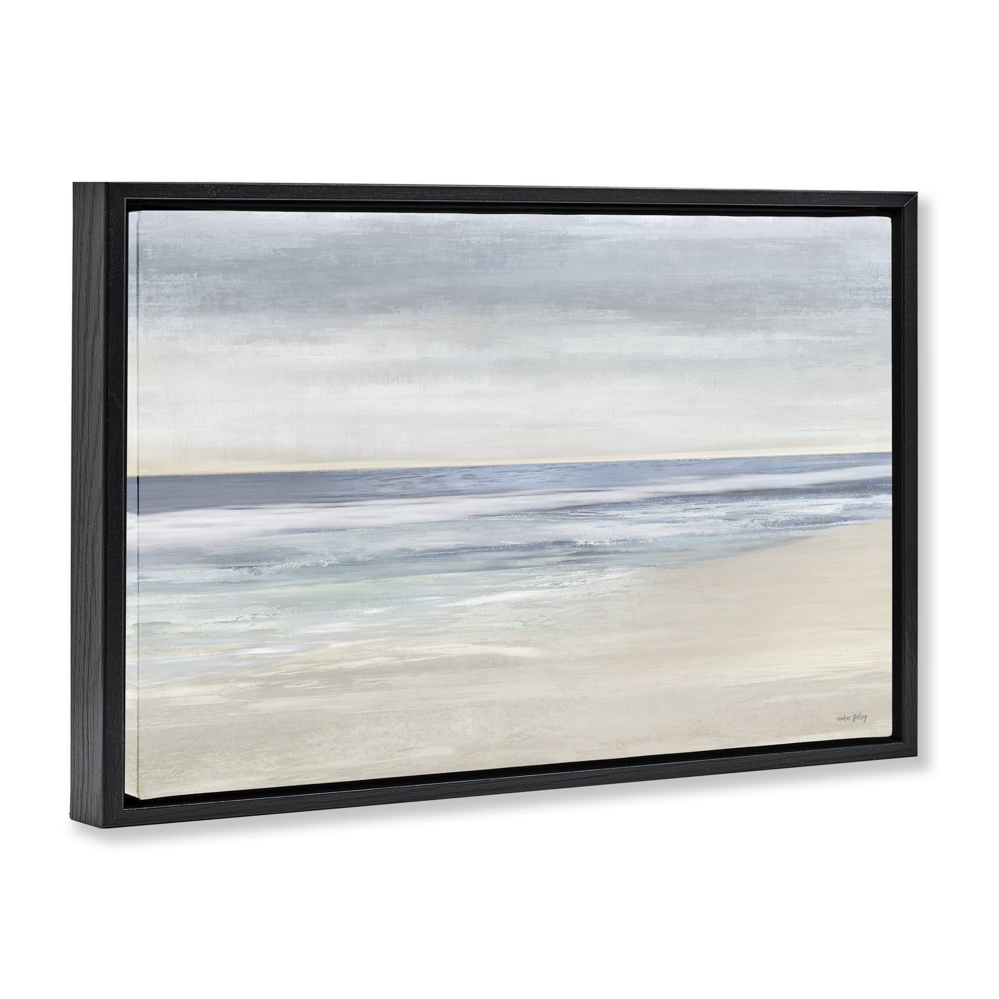 Stupell Industries Subtle Beach Ombre Landscape & Nature Painting Black Floater Framed Canvas Art Print Wall Art, 25 x 17