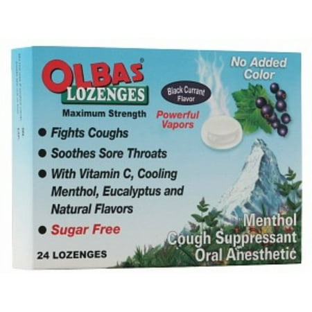 Olbas Maximum Strength Sugar Free Lozenges, Black Currant Flavor 24 ea (Pack of 4)