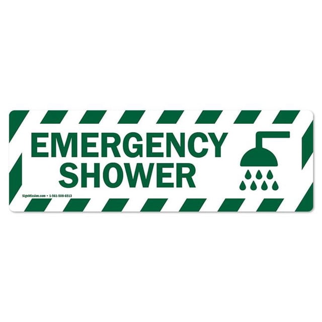 SignMission FD-R-16-6PK-99849 6 x 18 in. Non-Slip Vinyl Floor Decal - Emergency Shower - Pack of 6