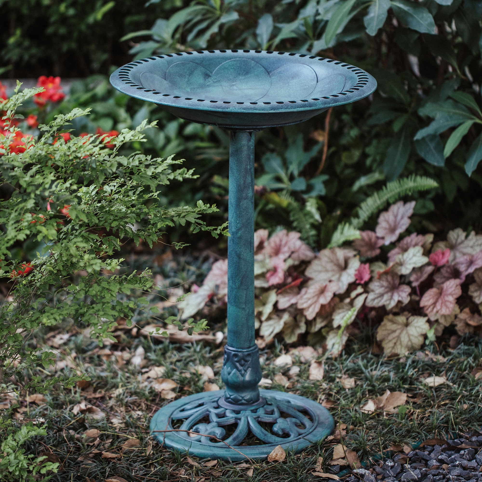 Antique BirdBath Outdoor Garden Pedestal Vintage Decor Patio Planter Plant Stand 