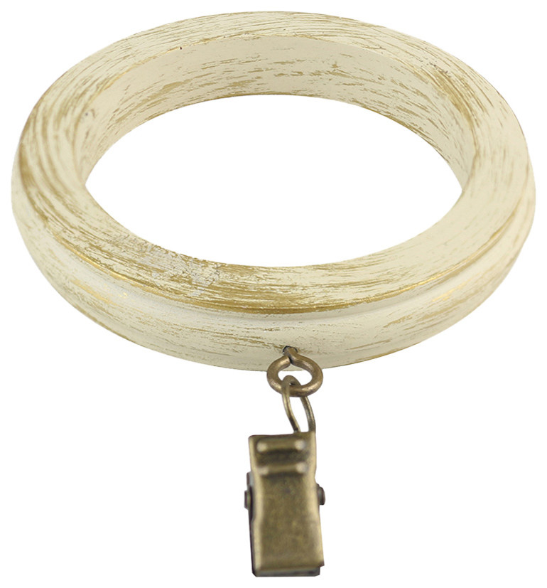 Urbanest 2 1/2" Banded Designer Curtain Rings, Gilded French White, Set