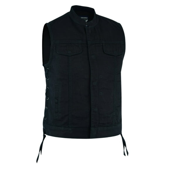 Daniel Smart XS to 5XL Women Denim Vest Scoop Collar Design Black Jean Motorcycle Vest