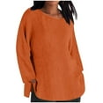 thumbnail image 2 of Otntypg Oversized Linen Shirts for Women Long Sleeve Plus Size Tops Gauze Split Side Casual Dressy Blouses Lightweight Crew Neck Loose Cotton Tunic Tops Orange XXL, 2 of 5