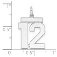 thumbnail image 2 of White Sterling Silver Charm Pendant 12 21 mm 16 Rhodium-Plated Medium Polished Number, 2 of 2