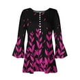 thumbnail image 4 of QATAINLAV Womens 2025 Spring Blouses Fashion Boho Floral Print 3/4 Bell Sleeve Tunic Tops Loose Casual Button Down Henley Shirts Vacation Outfits Hot Pink S Todays Sale, 4 of 6