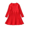 thumbnail image 2 of YTDSCS Kids Baby Spring Fall Sweater Dress for Girls,1-9T Toddler Knitted Long Sleeve A Line Princess Dresses Kids Little Solid Color Pullover Party Dress, 2 of 9