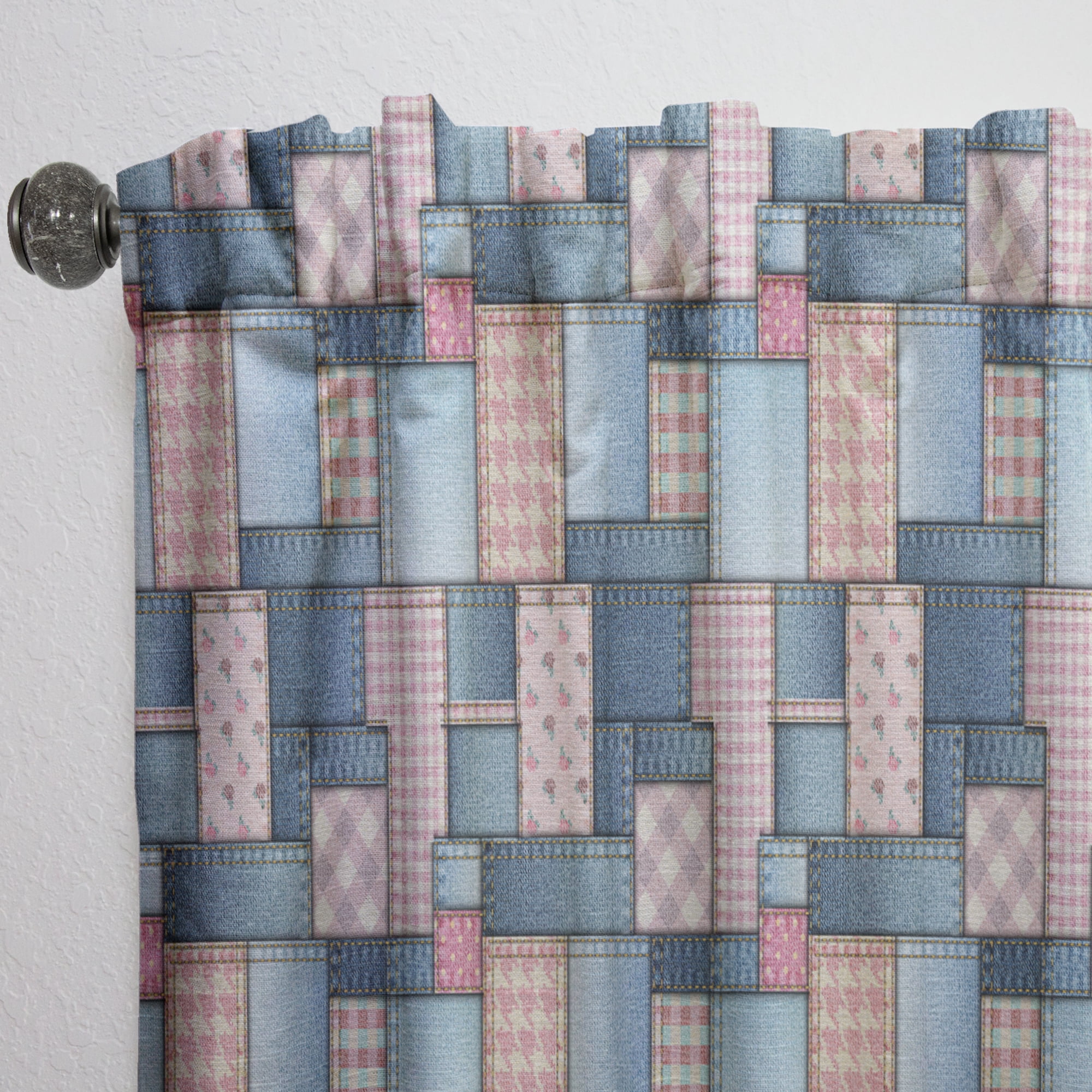 Designart 'Patchwork Pink Pattern' Modern & Contemporary Curtain Panel
