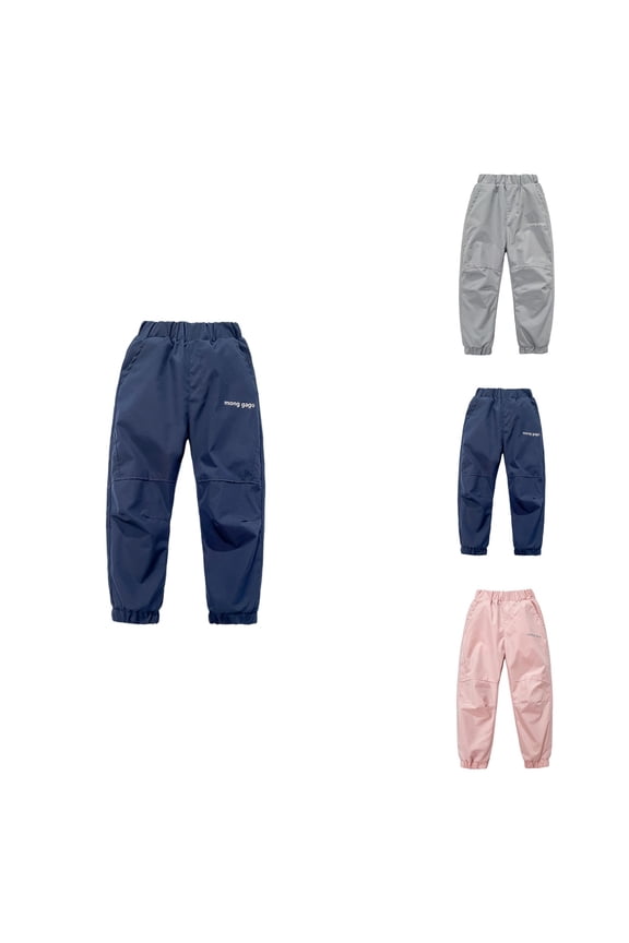 Windproof Waterproof Lined Kids Hiking Pants, Snow Ski Trousers for Boys Girls with Elastic Waist, Thickened Warm Winter Outdoor Joggers