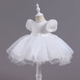 thumbnail image 4 of Haitryli Toddler Baby Girls Sequins Princess Dress Puff Sleeve Tulle Pageant Dress Birthday Baptism Gown White 18-24 Months, 4 of 6