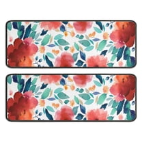 Kitchen Rugs Sets Of 2,Pioneer Flower Floral Print Pattern Anti Fatigue Kitchen Mat Rugs Non Slip Washable,Decorative Kitchen Floor Mats for Kitchen,Sink,Laundry,17"x47" 17"x47"