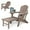Brown, variant on Folding Adirondack Chair with Ottoman, Adjustable Backrest Plastic HDPE Adirondack Chairs w/4 in 1 Cup Holder Tray, Black