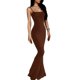 thumbnail image 2 of Vestido de color puro, vestido largo con tirantes finos y tirantes finos para mujer diseñado para el futuro, 2 of 7